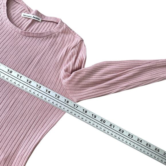 Reformation Crop Top Women’s Small Pink Ribbed Pullover Lightweight Long Sleeve - Picture 8 of 10